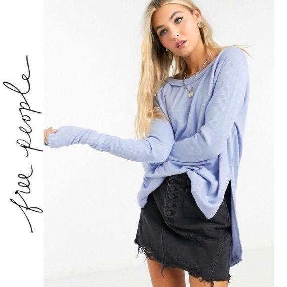 Free People We the Free Snowy Thermal in The Rain Light Blue Size Small - Picture 1 of 9